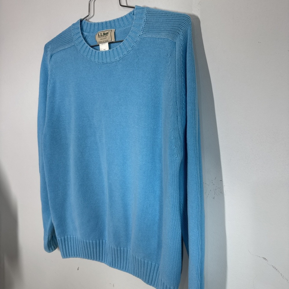 VTG LL Bean 100% Cotton Aqua Pullover Sweater Womens XL Coastalcore Preppy USA - Picture 5 of 10